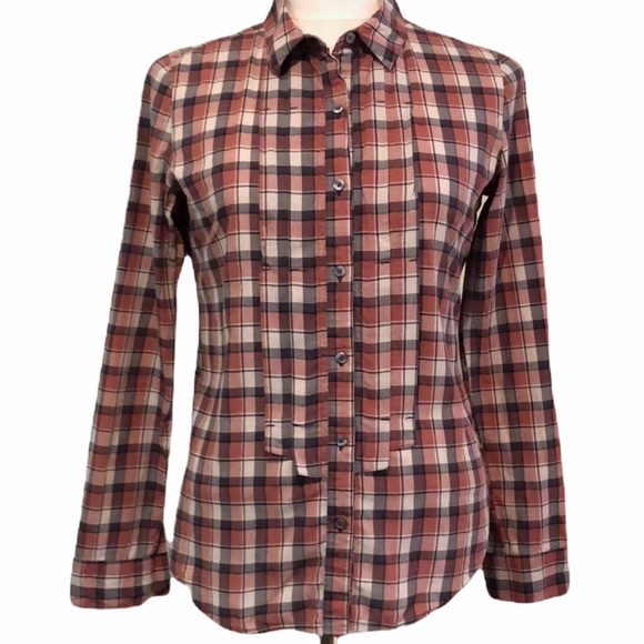 Anthropologie Leith Red Mauve Button Up Shirt Size XS - Picture 1 of 11